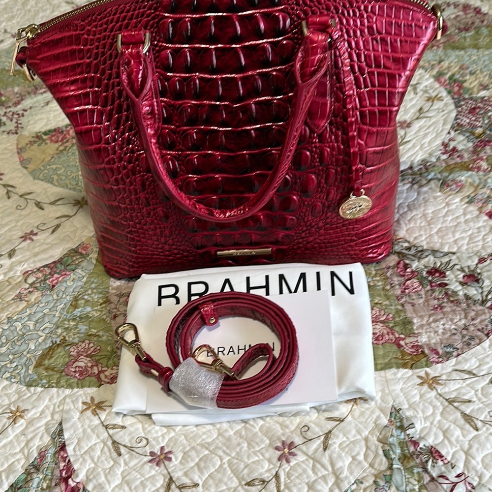 Brahmin Red Crocodile Embossed Women's Bag